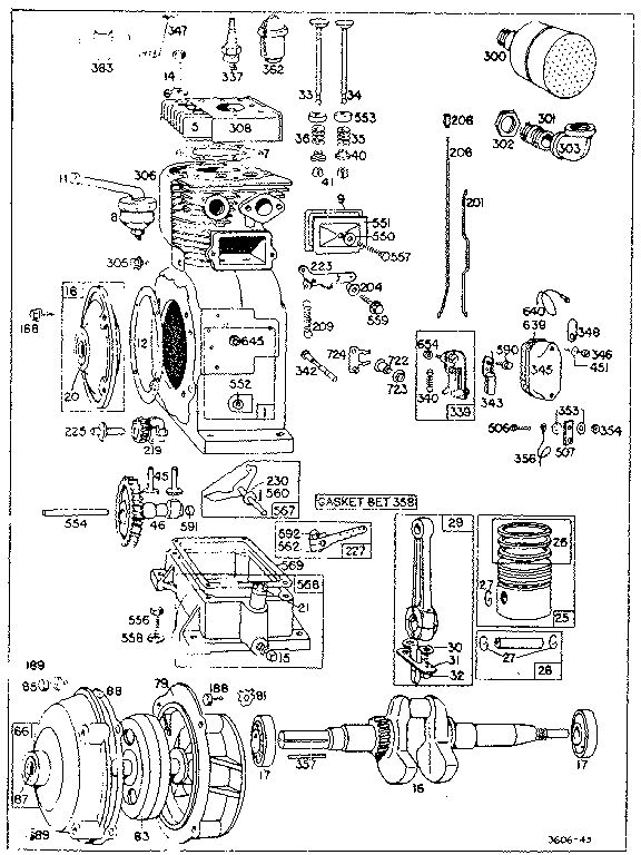 Replacement Parts Diagram and Parts List for 193401-193467 0010 - 0030 Briggs and Stratton Engine